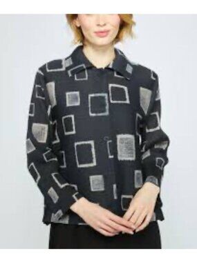 Olivia By Habitat Clothes Sz XXL Geometric Print Pleated Button-Up Jacket